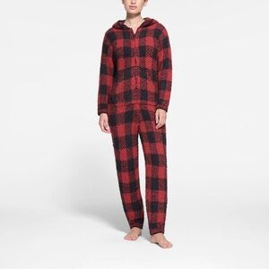 ❤️ NWOT SKIMS UNISEX COZY KNIT ONESIE in BRICK BUFFALO PRINT S/M SMALL/MEDIUM
